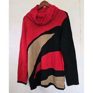 Colette Mordo Sweater Womens L Artsy Eclectic Wool Blend Holiday Cowl Neck